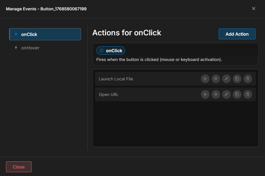Event Action Editor UI
